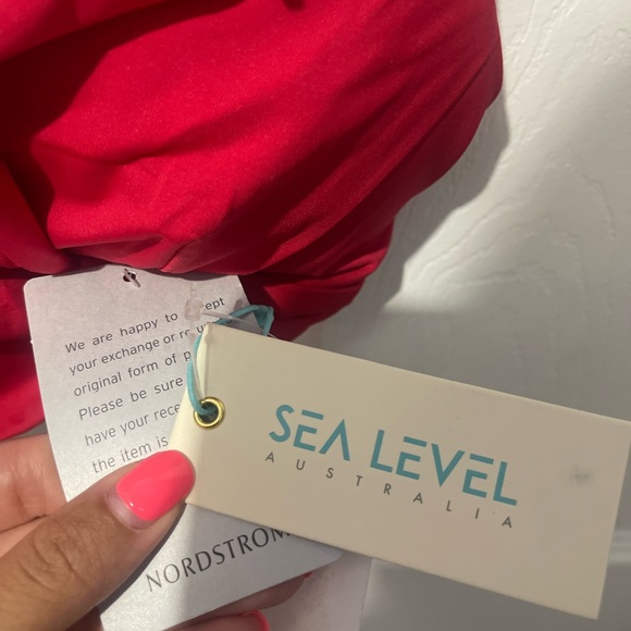 Sea Level Frill V-Neck Women's Powermesh Bikini Top Red Size: 4 NWT - Picture 6 of 6